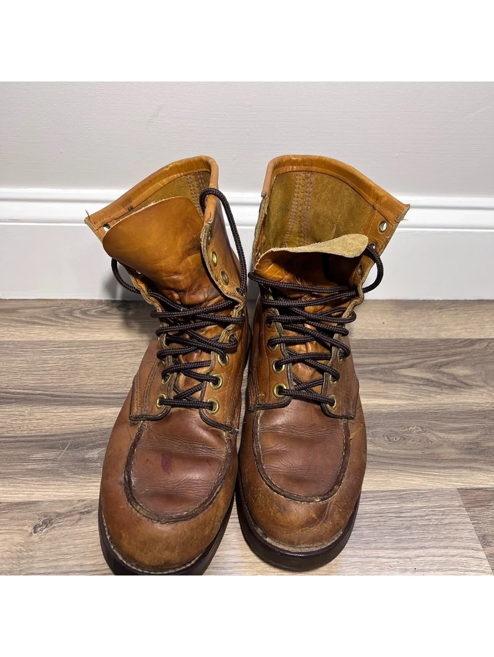 Vintage Brown leather lace-up ankle boots Men's Size 9